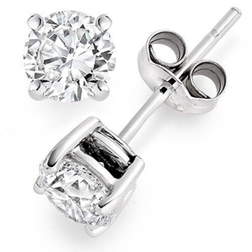 Boucles d'Oreilles Femme 2.50 Ct Réel Diamants Ronds Taille Brillant Or Blanc