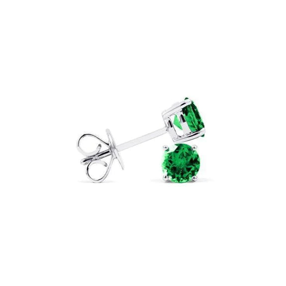 Boucles d'Oreilles Femme 5 Ct. Emeraude Vert Ronde Et Diamants Or 14K