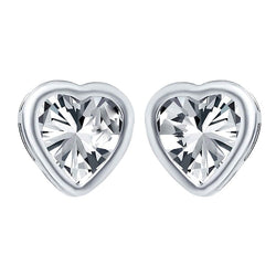 Boucles d'Oreilles Femme Clous Naturel Diamant Forme Coeur 4 Carats