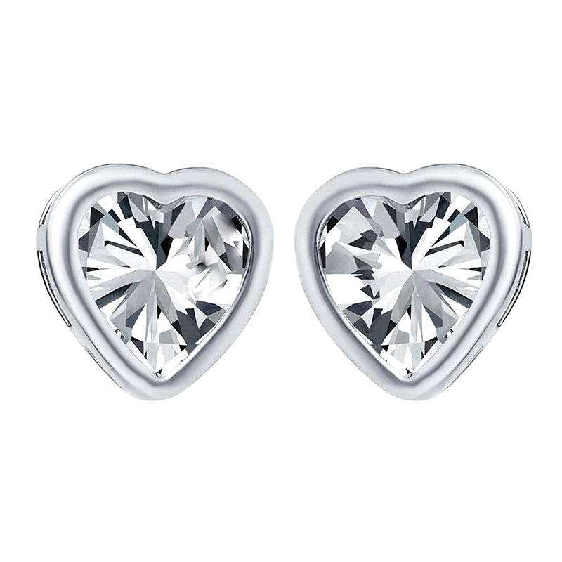 Boucles d'Oreilles Femme Clous Naturel Diamant Forme Coeur 4 Carats