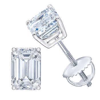 Boucles d'Oreilles Femme Emeraude Réel Diamant 3 Carats Or Blanc 14K Bijoux