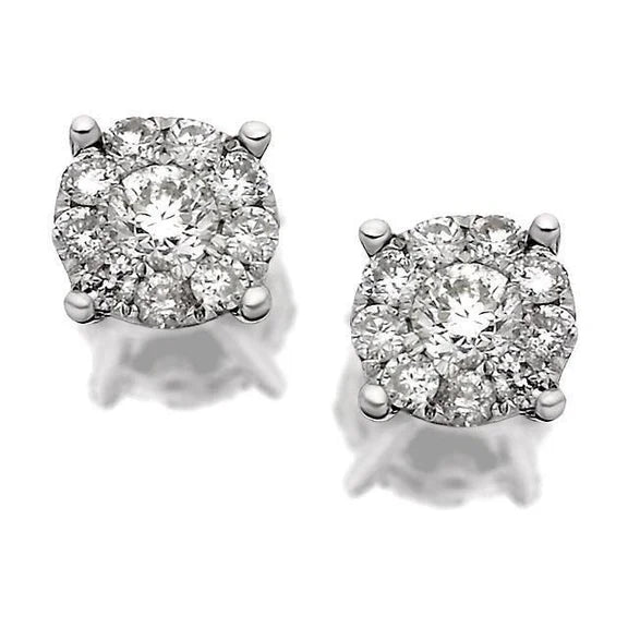 Boucles d'Oreilles Femme Halo Réel Diamant Taille Brillant Rond 5.60 Carats