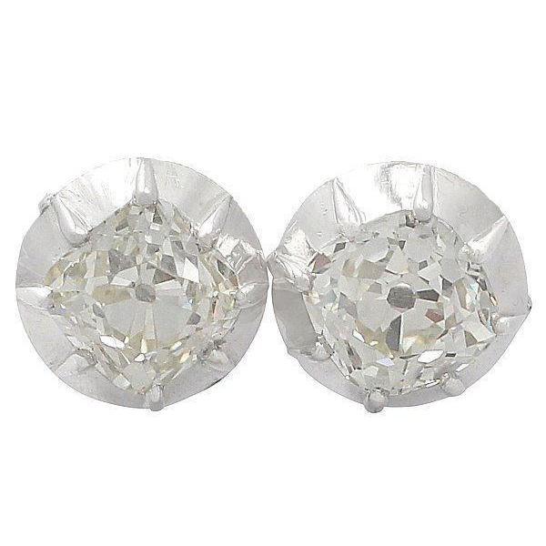 Boucles d'Oreilles Femme Or Blanc 14K Naturel Diamants Taille Ancienne Mineur 5 Carats