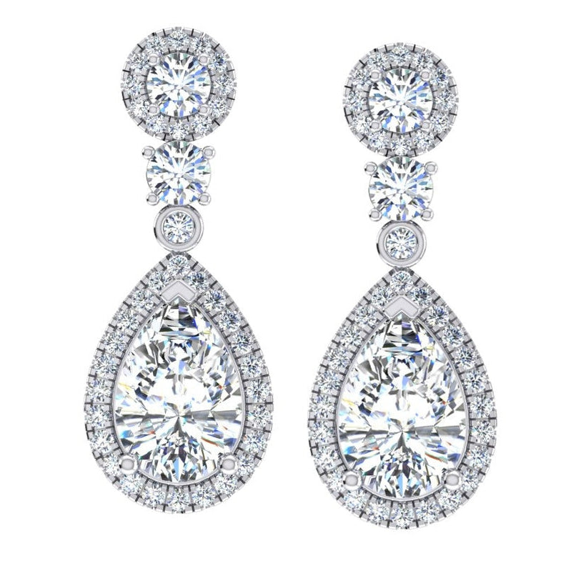 Boucles d'Oreilles Halo Goutte Naturel Diamant 10.50 Carats