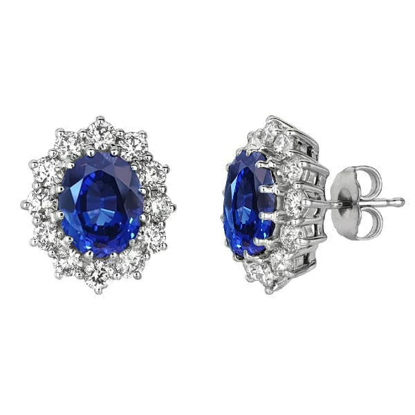 Boucles d'Oreilles Halo Saphir
