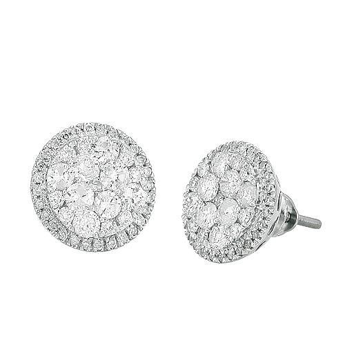 Boucles d'Oreilles Halo Véritable Diamond Cluster