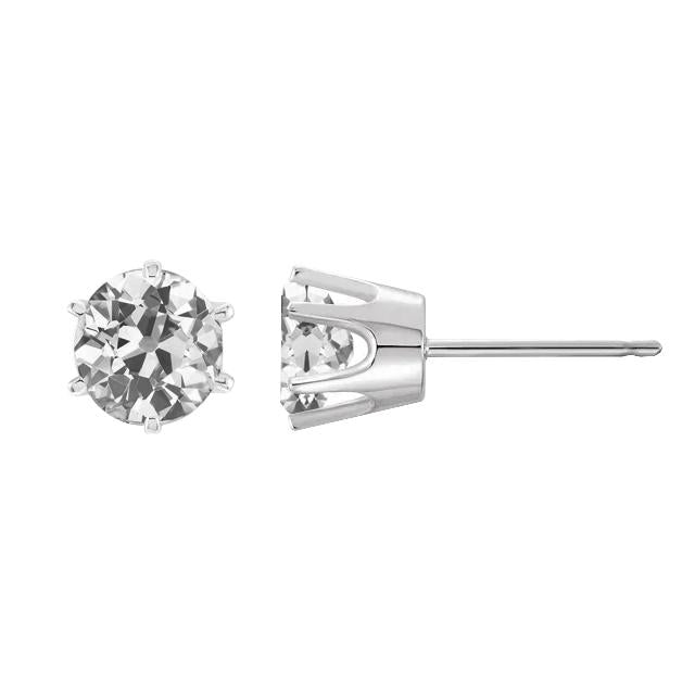 Boucles d'Oreilles Naturel Diamant Rond Vieux mineur Jewelry 3 Carats Push Backs