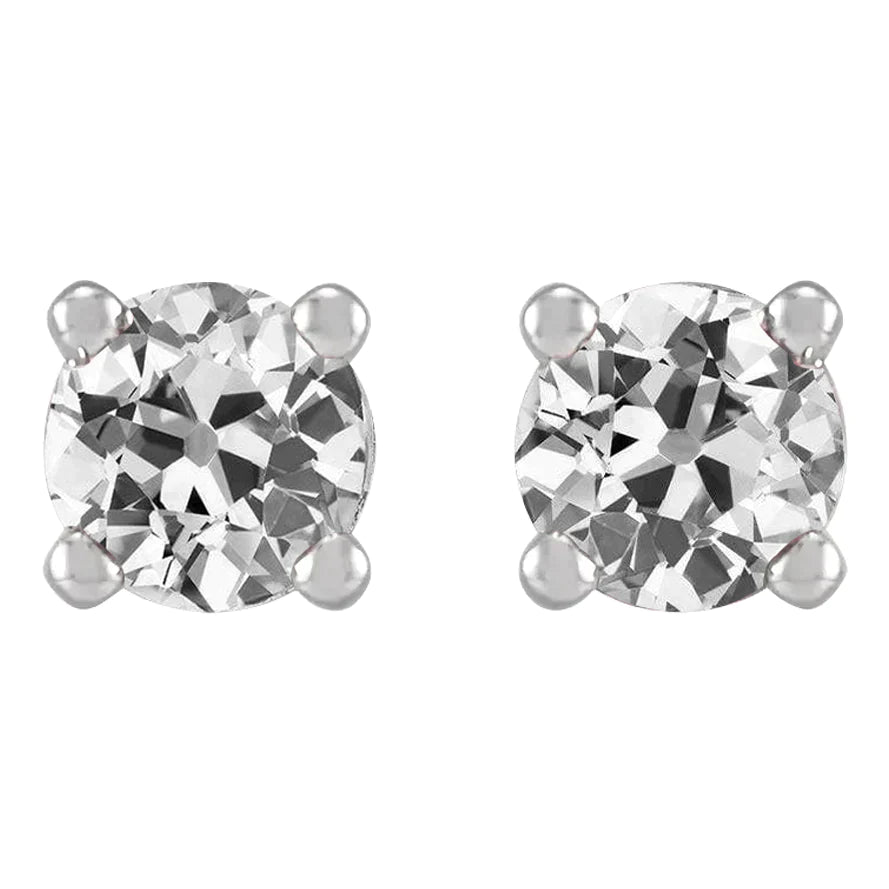 Boucles d'Oreilles Naturel Diamants 7 Carats Clous d'Or