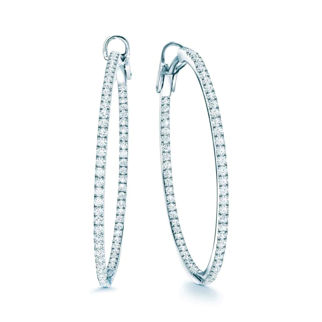 Boucles d'Oreilles Naturel Diamants Omega Back Big Hoop