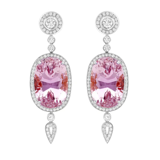 Boucles d'Oreilles Pendantes Coussin Kunzite