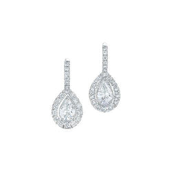 Boucles d'Oreilles Pendantes Femme 3.00 Carats Véritable Diamants Scintillants Or Blanc