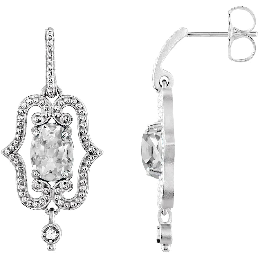 Boucles d'Oreilles Pendantes Réel Diamant Style Vintage Or Blanc Ovale Taille Ancienne 4.50 Carats