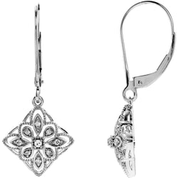 Boucles d'Oreilles Pendantes Véritable Diamant Style Vintage 1.50 Carats Or Blanc Taille Ancienne