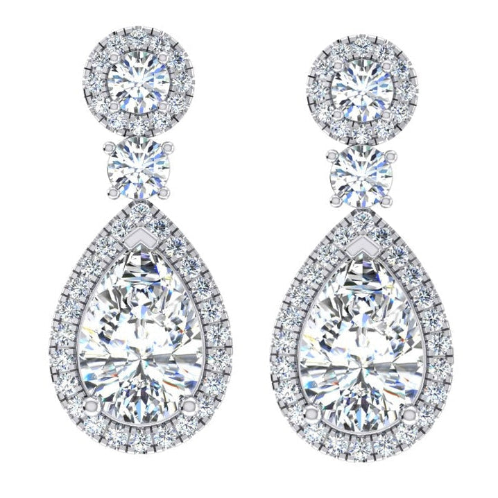 Boucles d'Oreilles Poire Réel Diamant Or 8 Carats