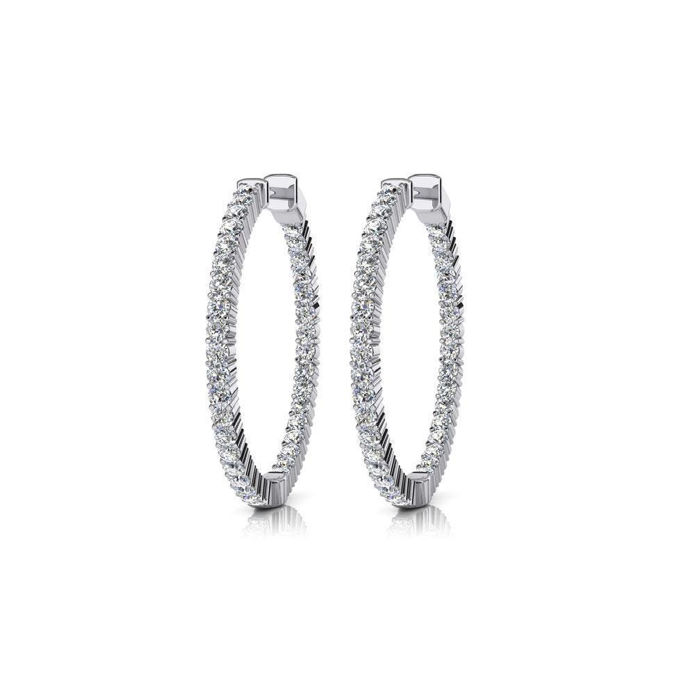 Boucles d'Oreilles Pour Femmes En Or Blanc 14 Carats Avec Réel Diamants Taillés En Rondeurs De 5 Carats