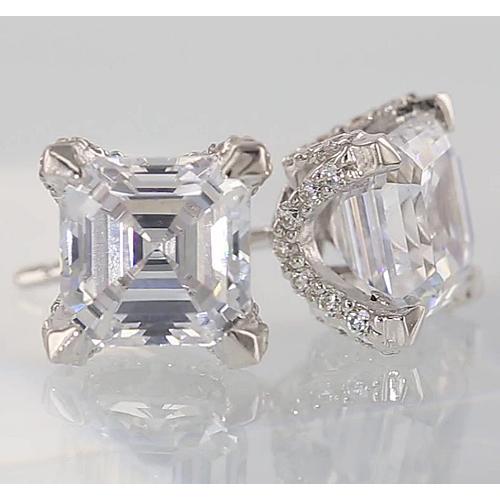 Boucles d'Oreilles Réel Diamant 1.50 Carats Asscher & Taille 