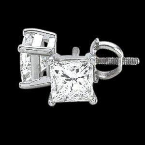 Boucles d'Oreilles Réel Diamant Princesse 2.5 Carats (Ce) En Or