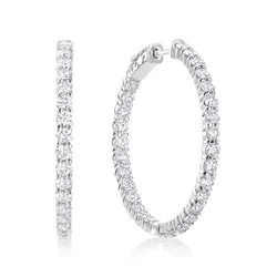 Boucles d'Oreilles Réel Diamant Rond 6 Carats Hoop