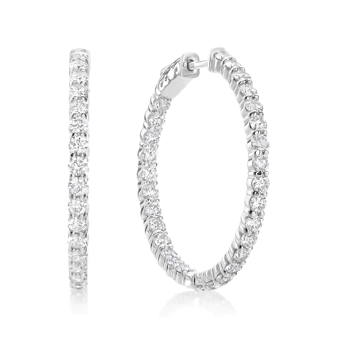 Boucles d'Oreilles Réel Diamant Rond 6 Carats Hoop