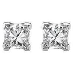 Boucles d'Oreilles Réel Diamant Taille Princesse En Or Blanc 1.40 Ct Joaillerie Fine