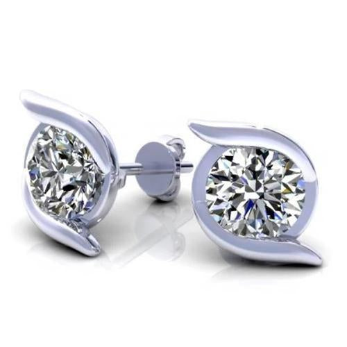 Boucles d'Oreilles Véritable Diamants 1.90 Carats Bijoux Or Blanc