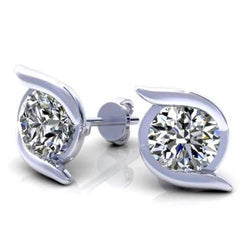 Boucles d'Oreilles Véritable Diamants 1.90 Carats Bijoux Or Blanc