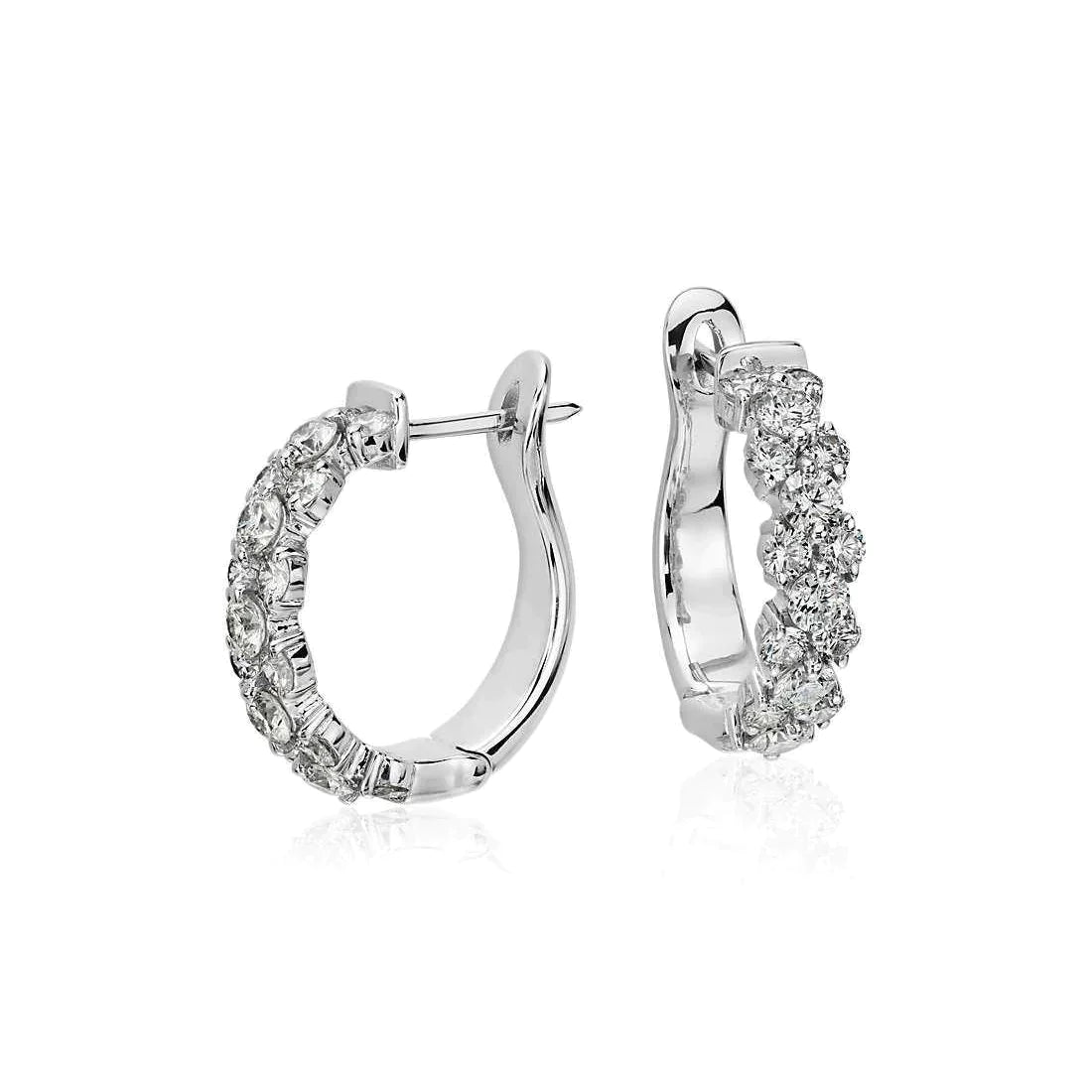 Boucles d'Oreilles à Charnière En Or Véritable Avec Diamants