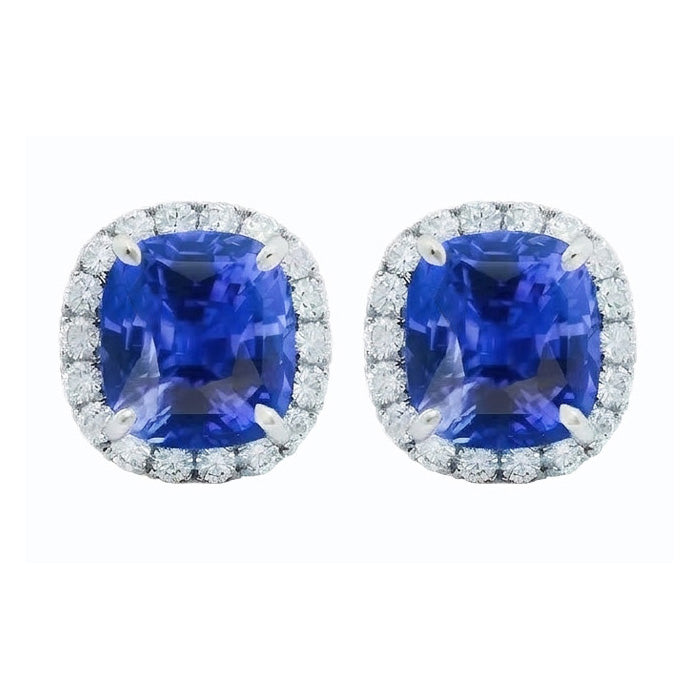 naturel cushion diamant 6.80carats boucle d'oreille vue de dessus
