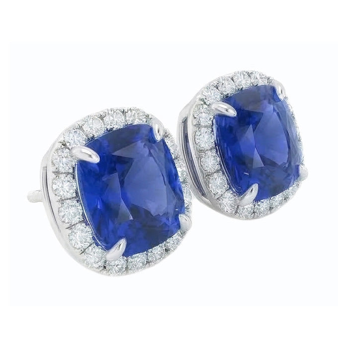 naturel cushion diamant 6.80carats boucle d'oreille vue de face