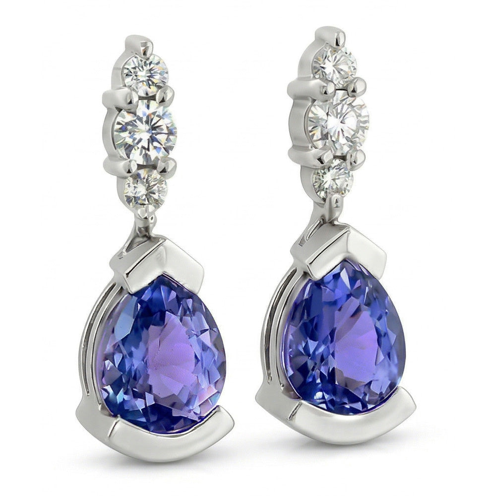 naturel round diamant 4.60carats boucle d'oreille vue de face