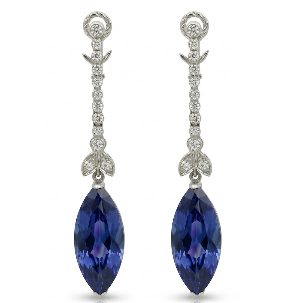 naturel marquise saphir 4.50carats boucle d'oreille vue de face