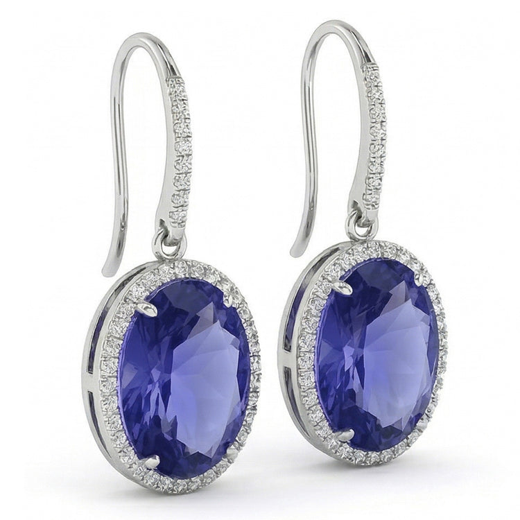 naturel round diamant 5.42carats boucle d'oreille vue de face