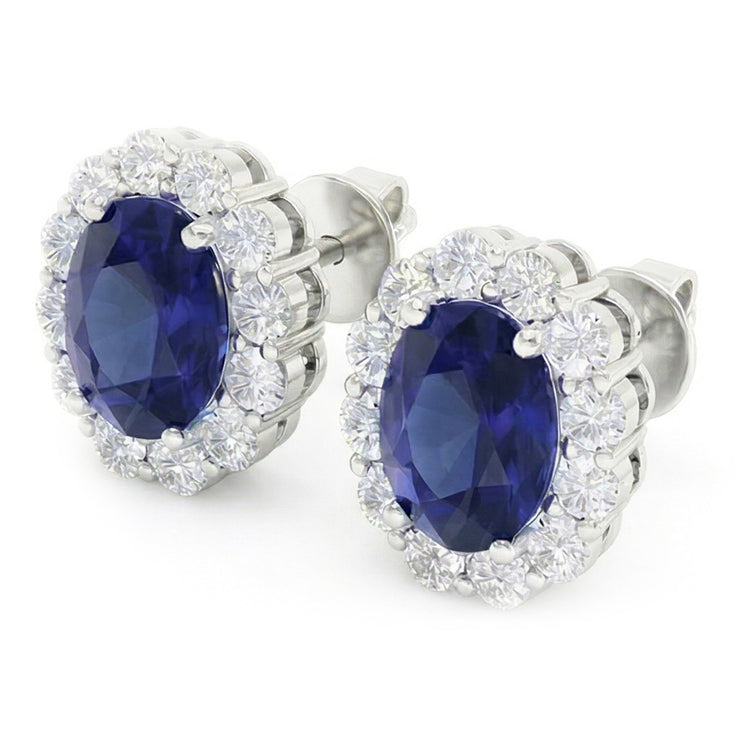 naturel oval diamant 2.00carats boucle d'oreille vue de face