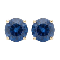 Boucles d'oreilles rondes saphir bleu de Ceylan 8 carats en or jaune