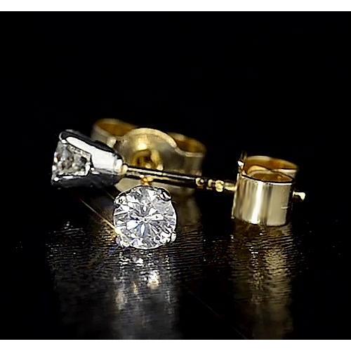 Boucles d'oreilles Authentique diamant rond serti couronne 1 carat 14K