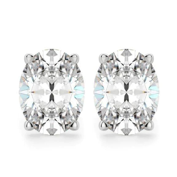 Boucles d'oreilles Authentique diamant taille ovale 3.5 carats Bijoux en or blanc