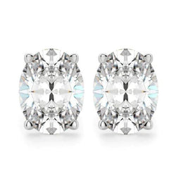 Boucles d'oreilles Authentique diamant taille ovale 3.5 carats Bijoux en or blanc