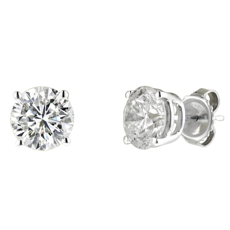 Boucles d'oreilles Authentique diamants étincelants de 4 cts or blanc 14K
