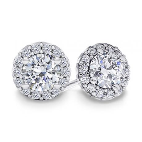 Boucles d'oreilles Halo Réel diamants Coupe Ronde étincelante de 4.60 carats Wg 14K