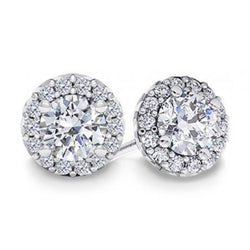 Boucles d'oreilles Halo Réel diamants Coupe Ronde étincelante de 4.60 carats Wg 14K