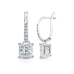 Boucles d'oreilles Lady Dangle 4.10 carats serties de Réel diamants or blanc 14K