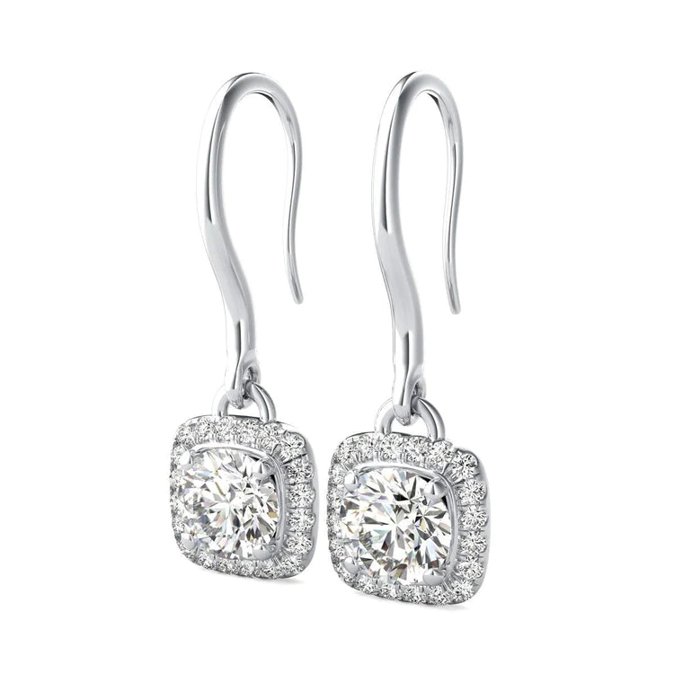 Boucles d'oreilles Lady Dangle Réel diamants ronds 3.30 carats or blanc 14K