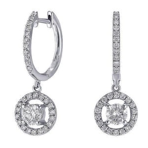 Boucles d'oreilles Lady Dangle Réel diamants taille brillant 3.80 carats or blanc