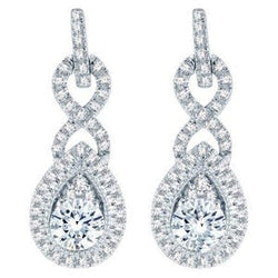 Boucles d'oreilles Lady Dangle en or blanc 14K 3.60 carats Réel diamants étincelants