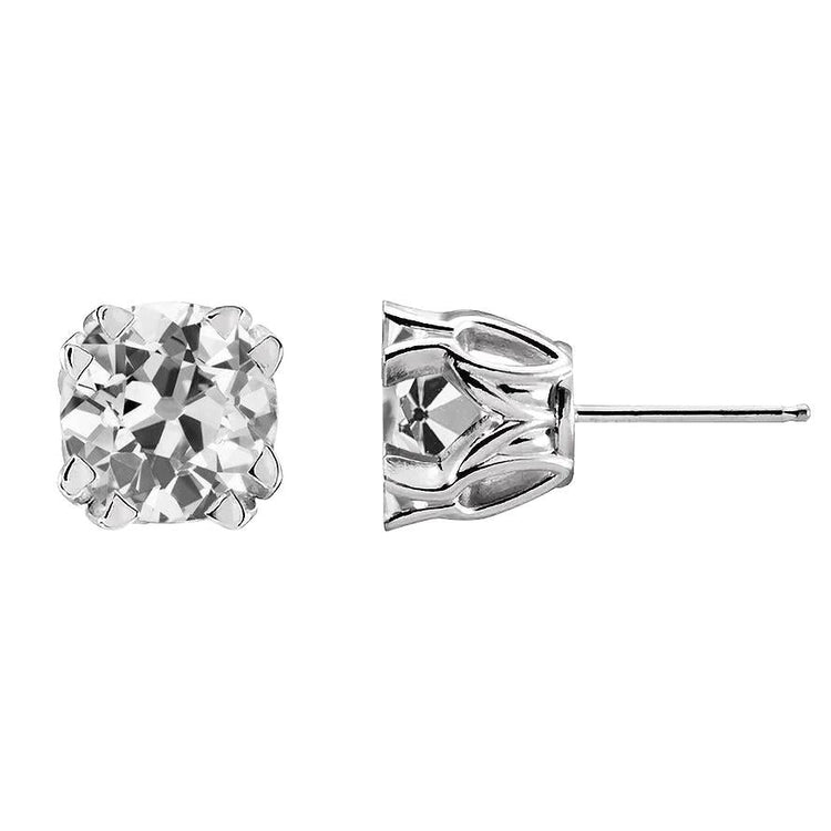 Boucles d'oreilles Naturel diamant 4 carats Vieux mineur serti de griffes