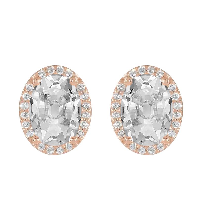Boucles d'oreilles Naturel diamant Halo Oval Vieux mineur 10.50 Carats Or Rose 14K