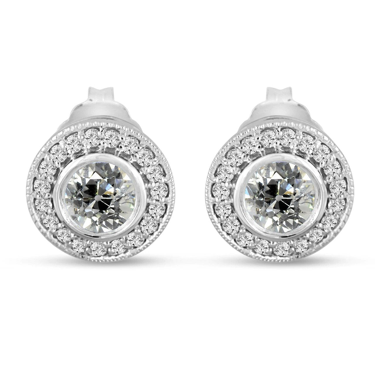 Boucles d'oreilles Naturel diamant Halo pour femmes serti clos Vieux mineur 6 carats