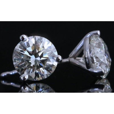 Boucles d'oreilles Réel diamant 2 ct. Or Blanc Massif 14K