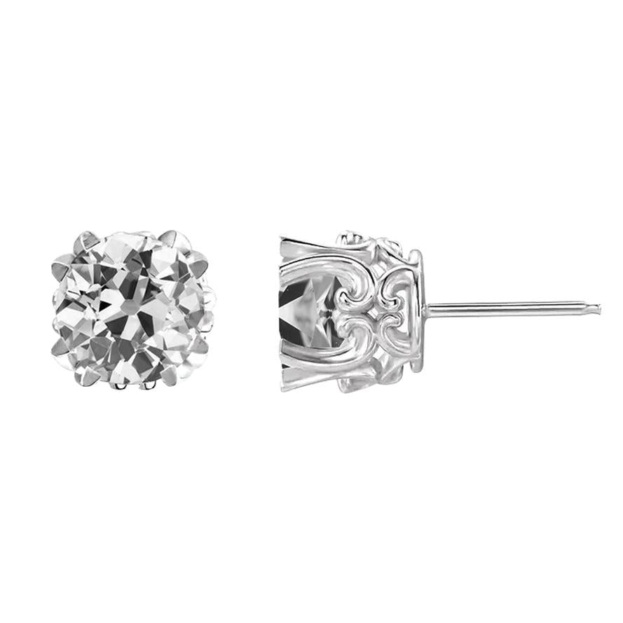 Boucles d'oreilles Réel diamant pour dame Vieux mineur Bijoux en or filigrane 3 carats