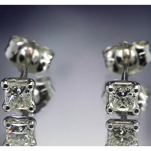 Boucles d'oreilles Réel diamant princesse 1.20 carats sertie quatre griffes or blanc